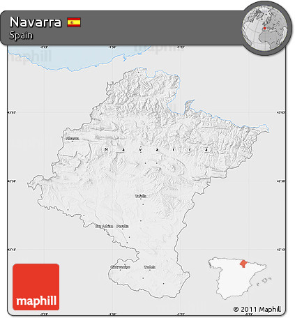 Silver Style Map of Navarra, single color outside