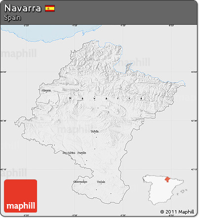 Silver Style Map of Navarra, single color outside