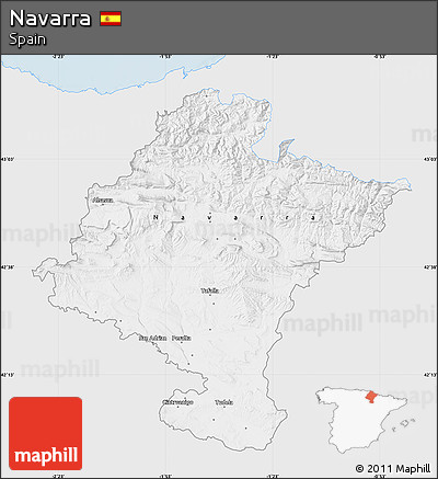 Silver Style Map of Navarra, single color outside