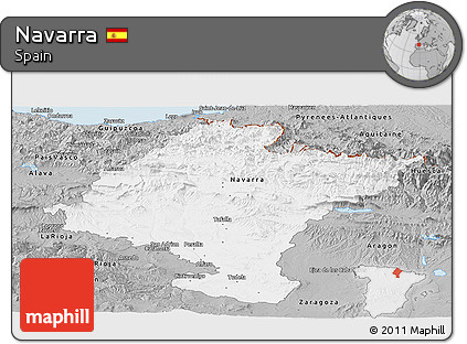 Gray Panoramic Map of Navarra