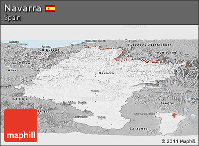 Gray Panoramic Map of Navarra