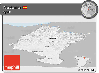 Gray Panoramic Map of Navarra, single color outside