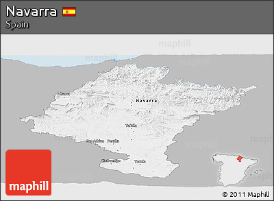 Gray Panoramic Map of Navarra, single color outside