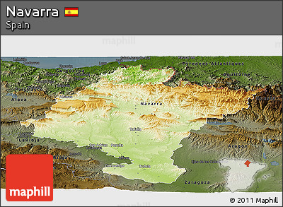 Physical Panoramic Map of Navarra, darken