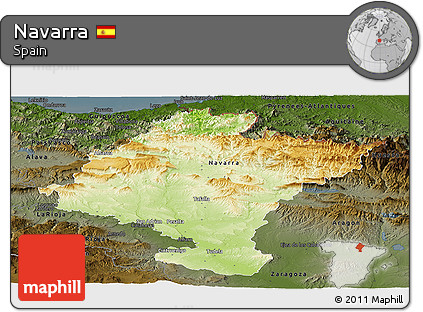Physical Panoramic Map of Navarra, darken