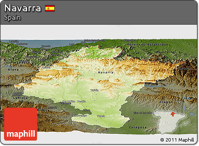 Physical Panoramic Map of Navarra, darken