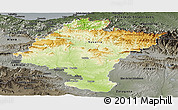 Physical Panoramic Map of Navarra, darken, semi-desaturated