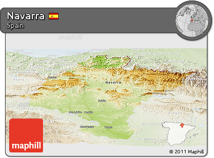 Physical Panoramic Map of Navarra, lighten