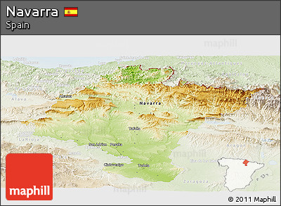 Physical Panoramic Map of Navarra, lighten