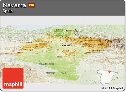 Physical Panoramic Map of Navarra, lighten