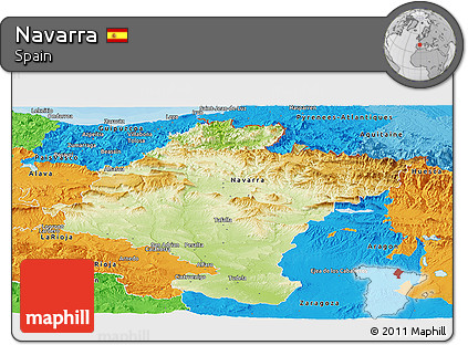 Physical Panoramic Map of Navarra, political outside
