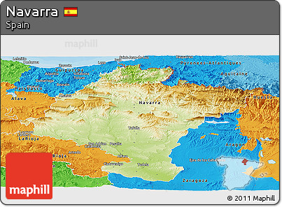 Physical Panoramic Map of Navarra, political outside