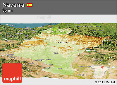 Physical Panoramic Map of Navarra, satellite outside