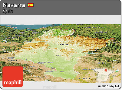 Physical Panoramic Map of Navarra, satellite outside