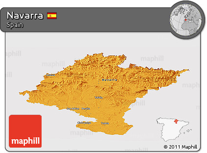 Political Panoramic Map of Navarra, cropped outside