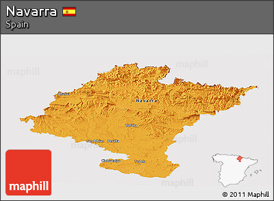 Political Panoramic Map of Navarra, cropped outside