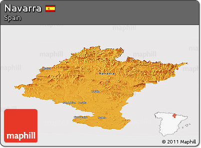 Political Panoramic Map of Navarra, cropped outside