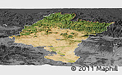 Satellite Panoramic Map of Navarra, darken, desaturated