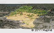 Satellite Panoramic Map of Navarra, darken, semi-desaturated