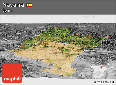 Satellite Panoramic Map of Navarra, desaturated