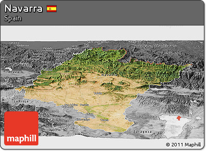 Satellite Panoramic Map of Navarra, desaturated