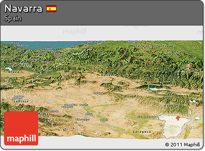 Satellite Panoramic Map of Navarra