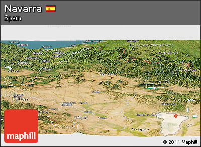 Satellite Panoramic Map of Navarra