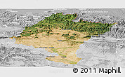 Satellite Panoramic Map of Navarra, lighten, desaturated