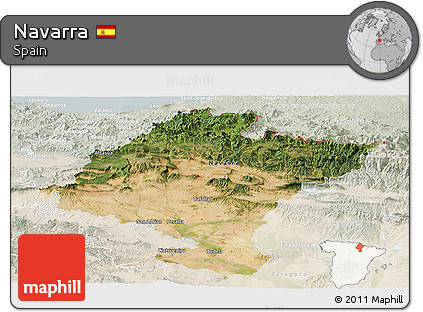 Satellite Panoramic Map of Navarra, lighten