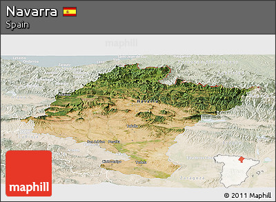Satellite Panoramic Map of Navarra, lighten