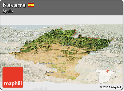 Satellite Panoramic Map of Navarra, lighten