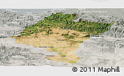 Satellite Panoramic Map of Navarra, lighten, semi-desaturated