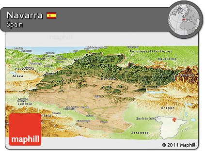 Satellite Panoramic Map of Navarra, physical outside