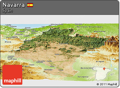 Satellite Panoramic Map of Navarra, physical outside