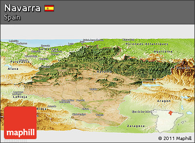 Satellite Panoramic Map of Navarra, physical outside