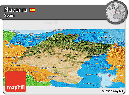 Satellite Panoramic Map of Navarra, political outside
