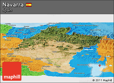Satellite Panoramic Map of Navarra, political outside