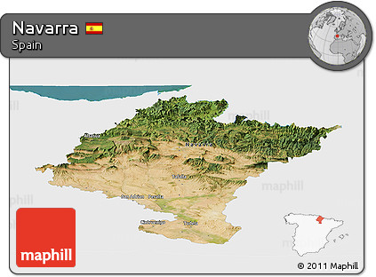 Satellite Panoramic Map of Navarra, single color outside