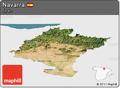 Satellite Panoramic Map of Navarra, single color outside