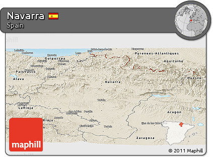 Shaded Relief Panoramic Map of Navarra