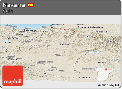 Shaded Relief Panoramic Map of Navarra