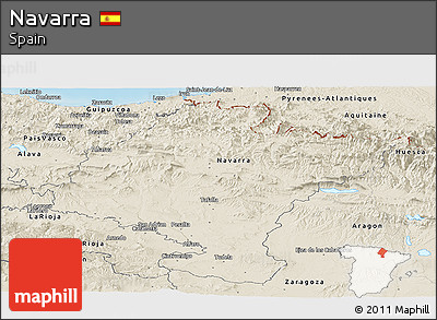 Shaded Relief Panoramic Map of Navarra