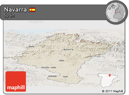 Shaded Relief Panoramic Map of Navarra, lighten