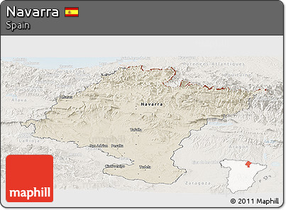 Shaded Relief Panoramic Map of Navarra, lighten