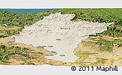 Shaded Relief Panoramic Map of Navarra, satellite outside