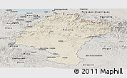 Shaded Relief Panoramic Map of Navarra, semi-desaturated