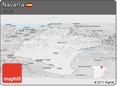Silver Style Panoramic Map of Navarra