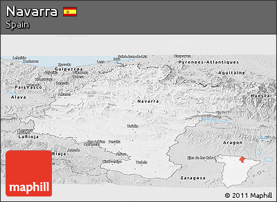 Silver Style Panoramic Map of Navarra