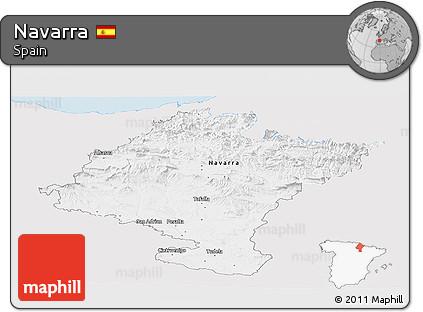 Silver Style Panoramic Map of Navarra, single color outside