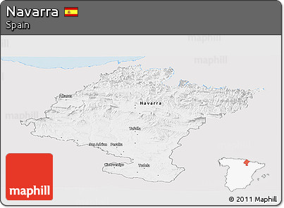 Silver Style Panoramic Map of Navarra, single color outside